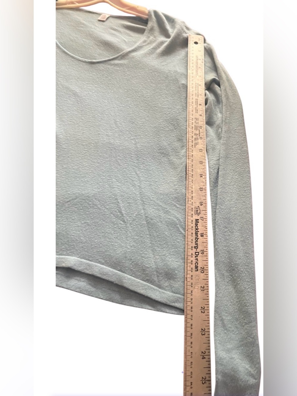 Light Blue Women's Long Sleeve V-Neck Top - Picture 7 of 8